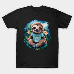 "Conservation Cuteness: Save Earth for Sloths" T-Shirt